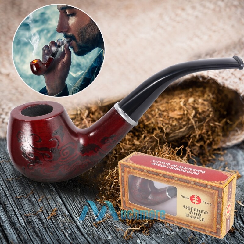 Red Solid Wood Wooden Smoking Pipe Tobacco Cigarettes Cigar Pipes Gift NEW