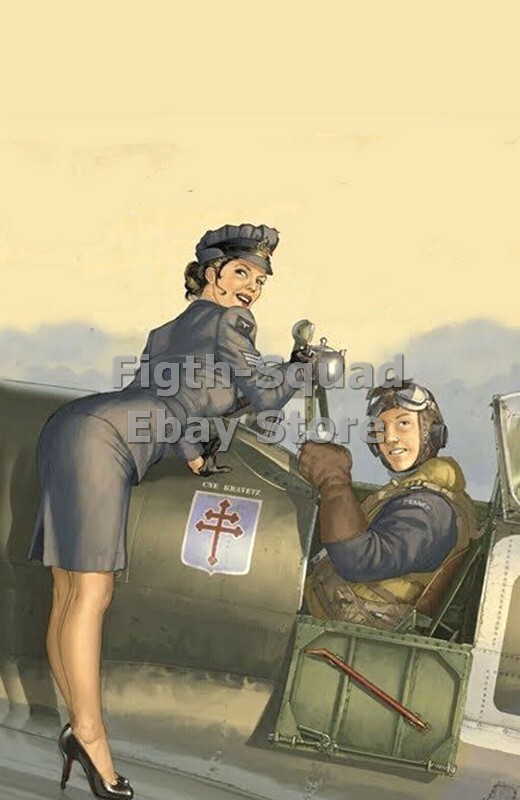 WW2 Picture Photo pin-up with a Pilot 6168