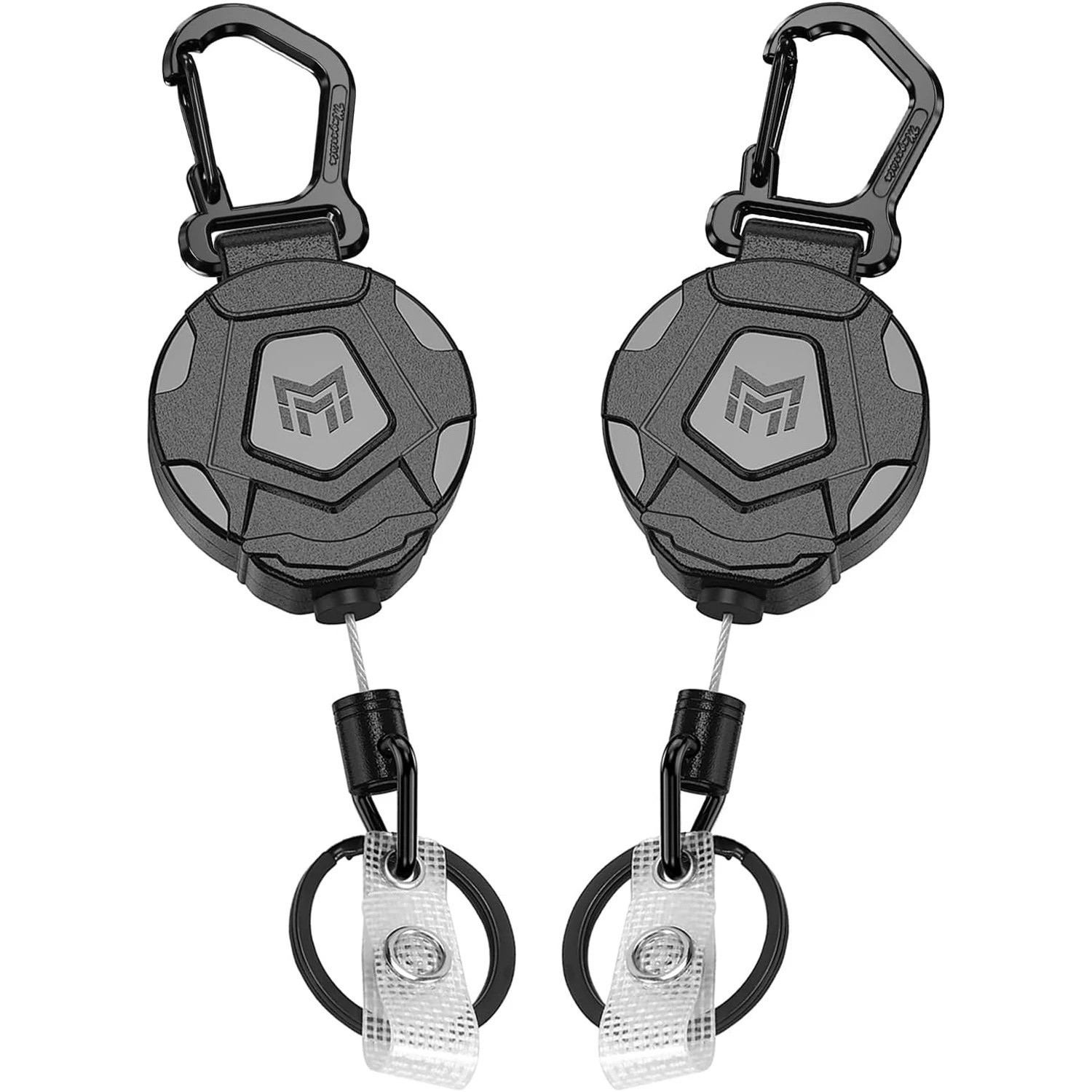 2 Pack Retractable Keychain Badge Reel Heavy Duty Carabiner 31.5