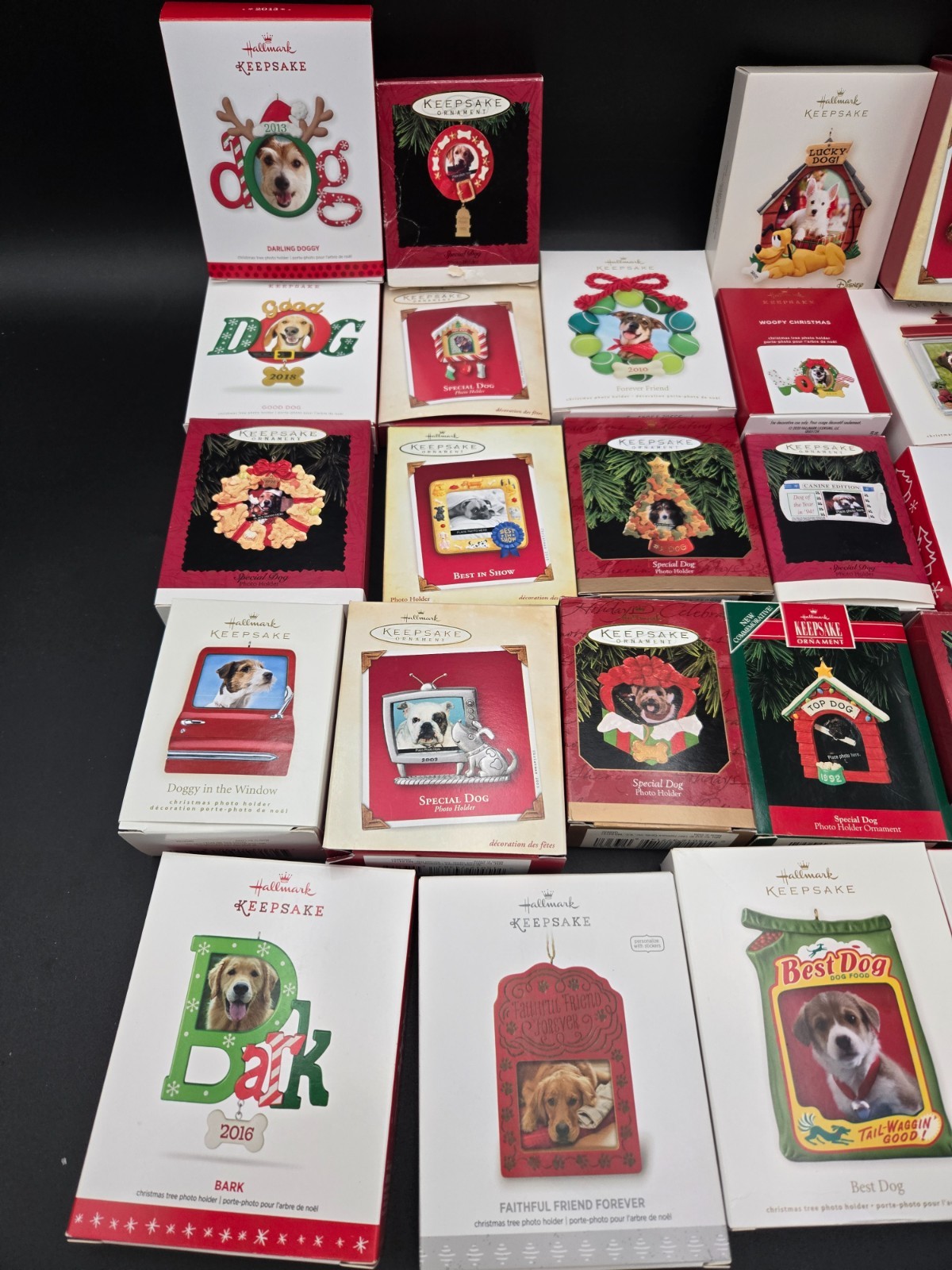 Lot of 26 Hallmark Keepsake Dog Photo Holder Ornaments Vintage 1990s to Modern