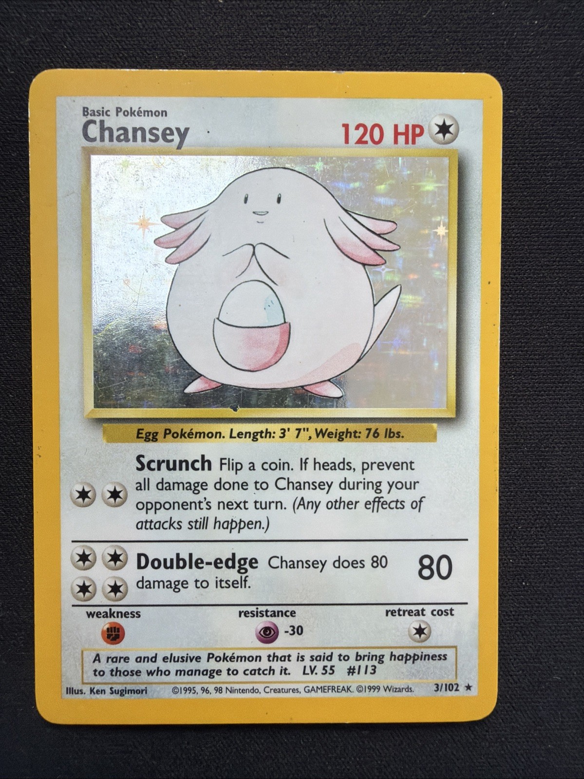 Pokémon TCG Chansey Holo Rare Card Base Set 3/102 LP