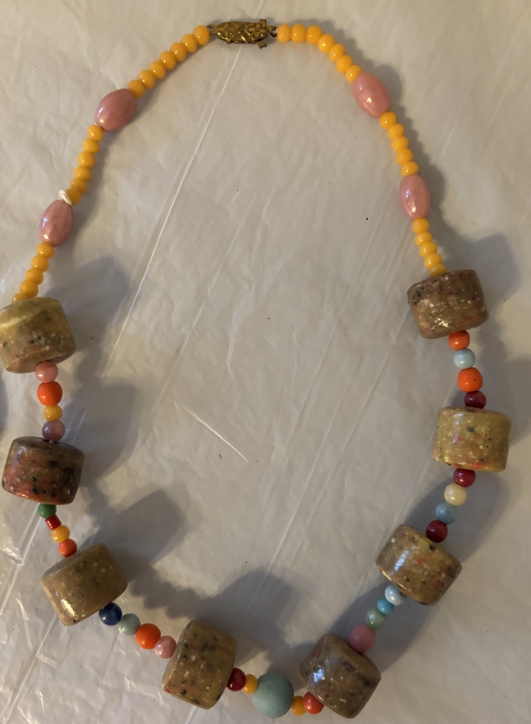 2 Vtg Czech Glass Mardi Gras Beads Chunky Green Necklaces & 1 Bonus