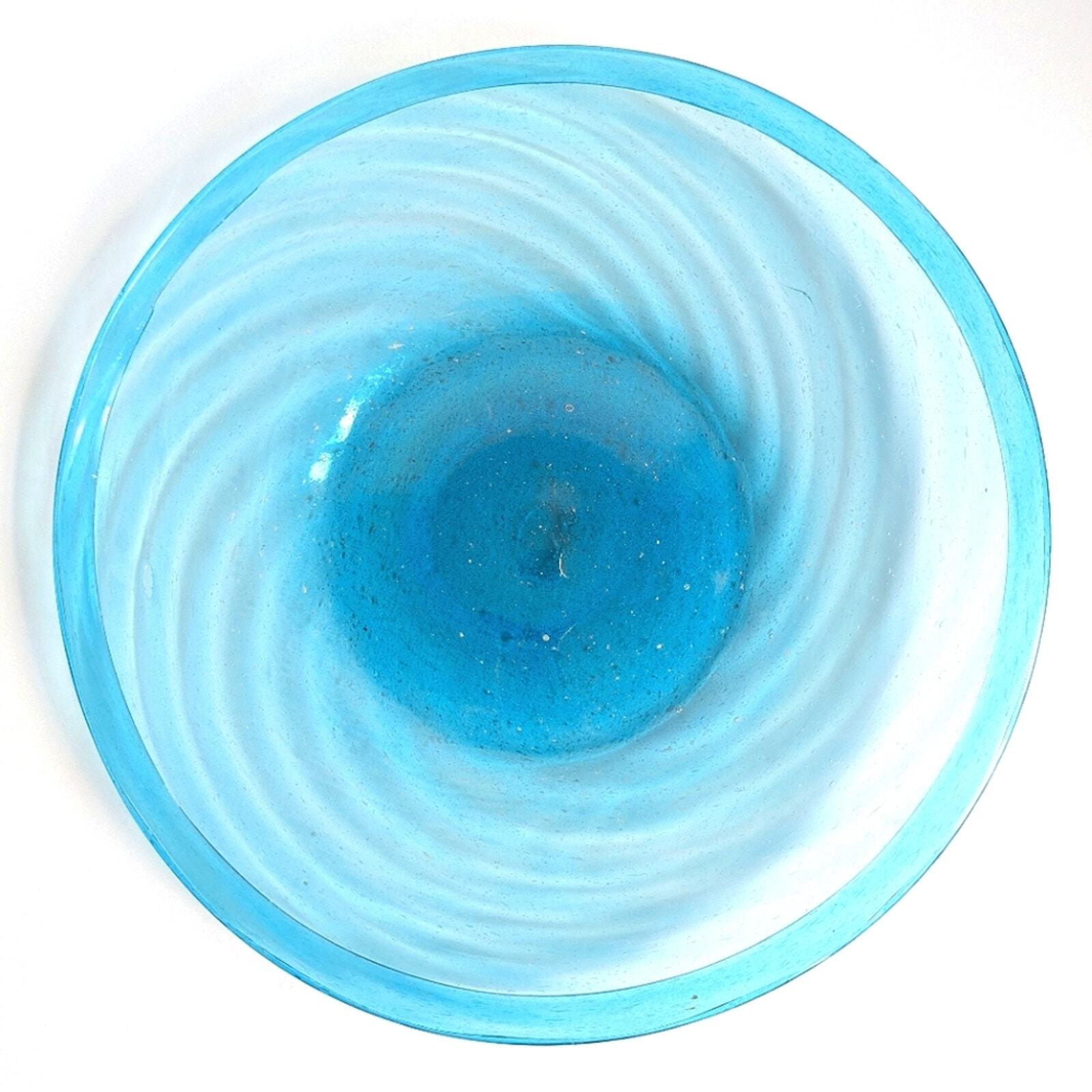 Vintage Hand Blown Glass Artisan Serving Plate 💙 Blue 12.25