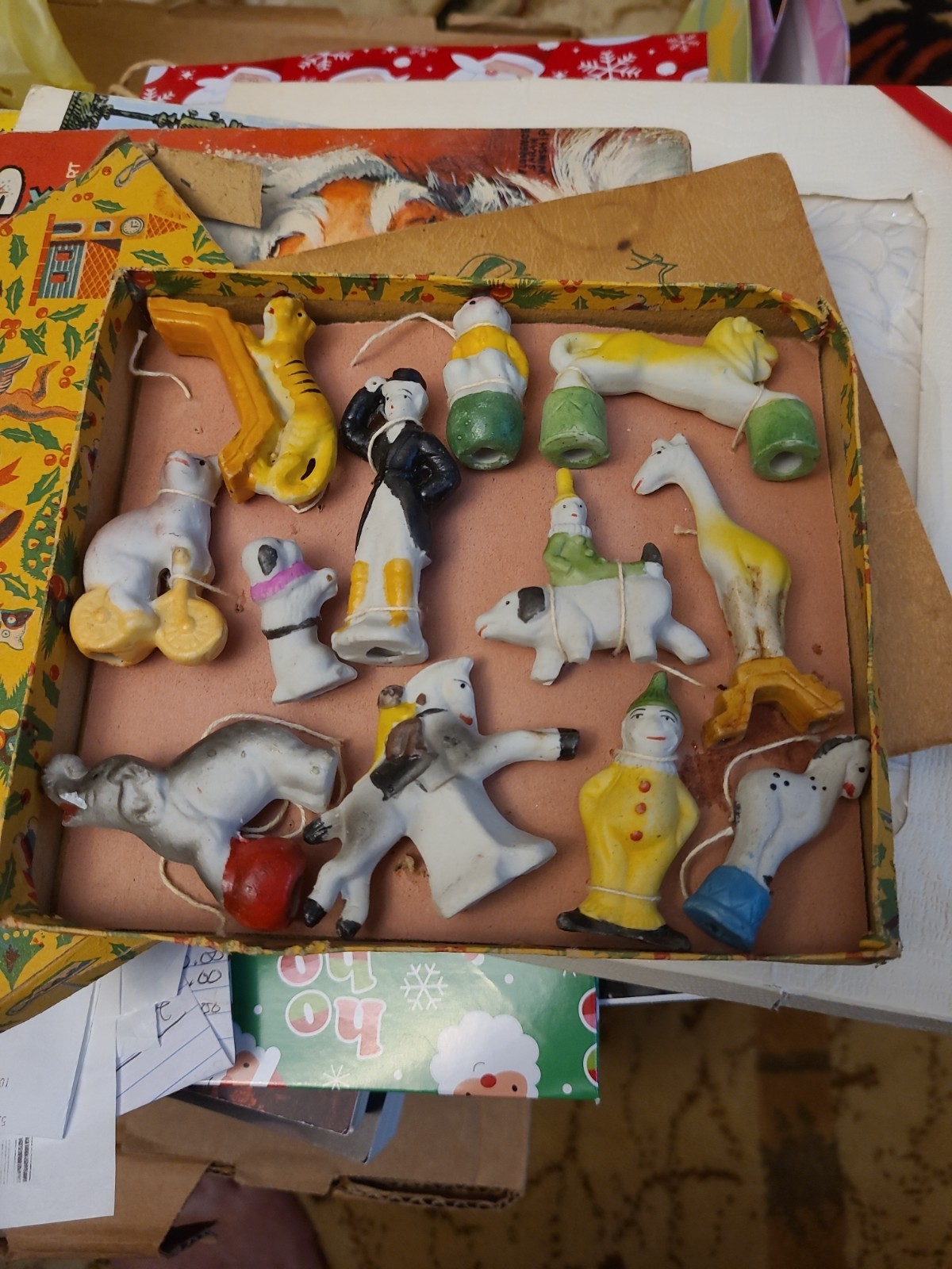 Vintage Cake Toppers Circus Theme Christmas Original Box Bisque All 12 Pcs