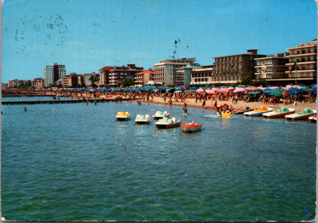 Lido di Jesolo Italy Beach Scene 1970s Vintage Italian Postcard Posted