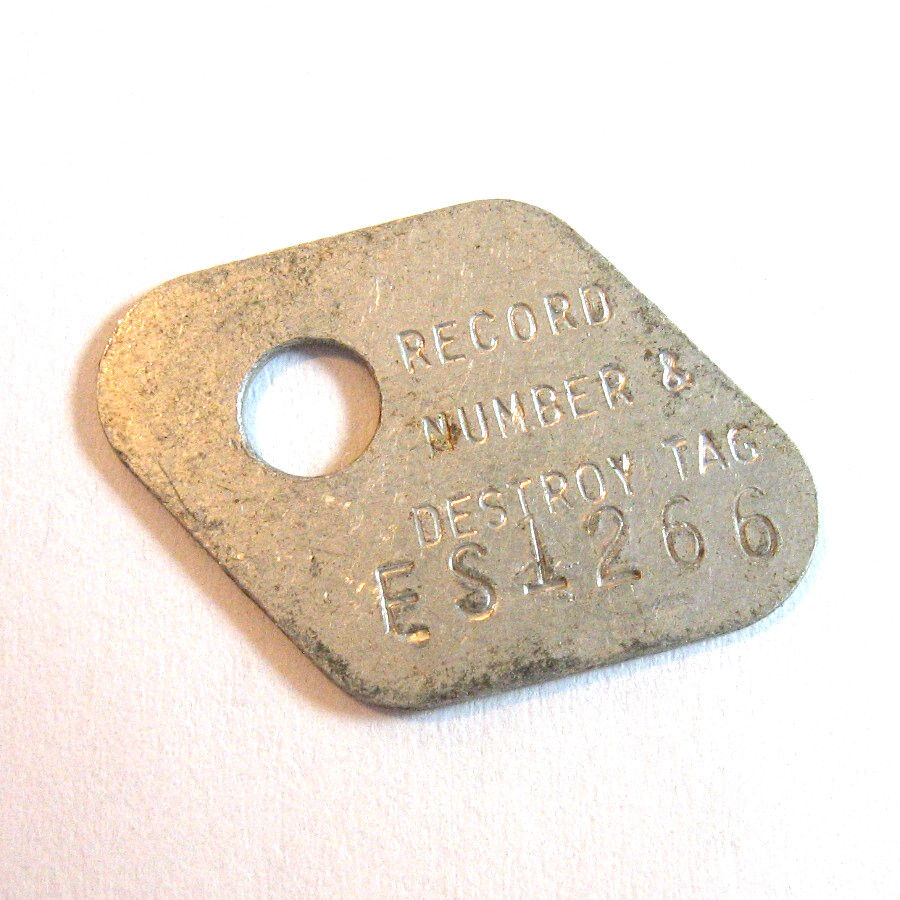 VTG Record Number and Destroy Tag Aluminum ES1266
