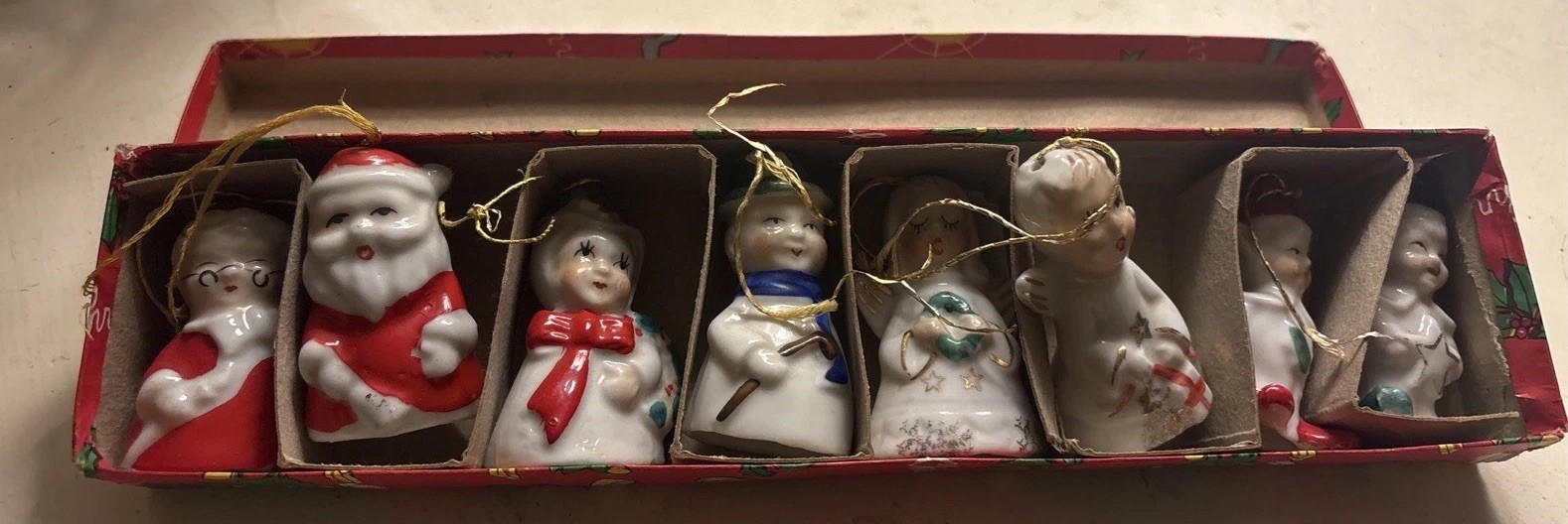 Vintage 1950’s Christmas Yuletide Novelty Tree Ornaments in Orig Box - Japan