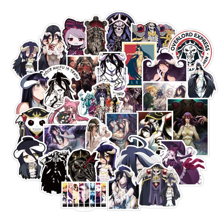 Mix 50 PCs Overlord Albedo Anime Luggage Laptop Notebook Sticker - No Duplicate