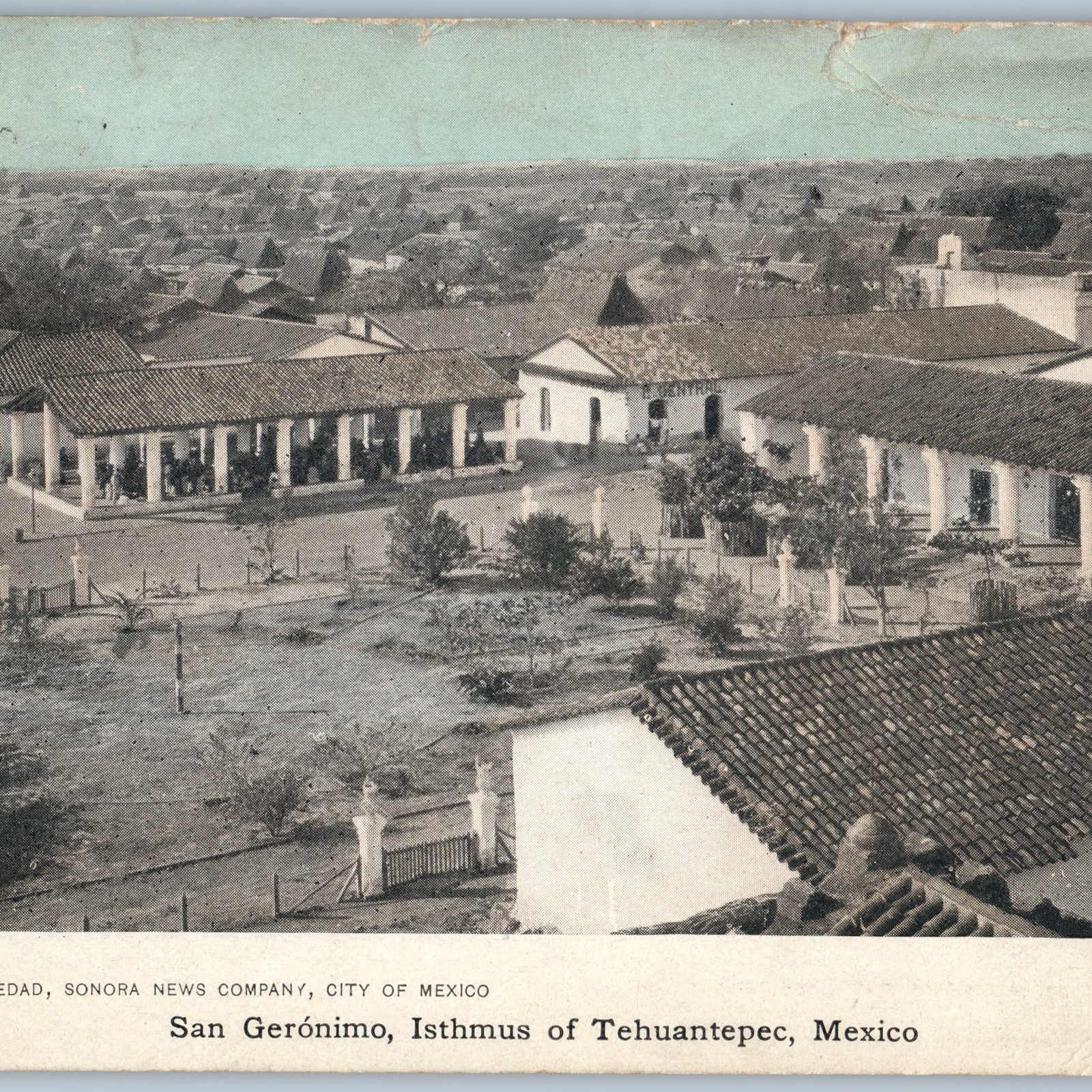 c1900s San Geronimo, Mexico Postcard Tehuantepec Isthmus Birds Eye Sonora News