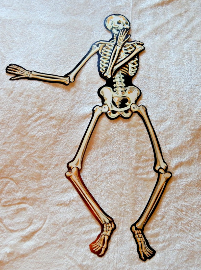 Vintage 70\'s Beistle Jointed Skeleton Die cut 33\