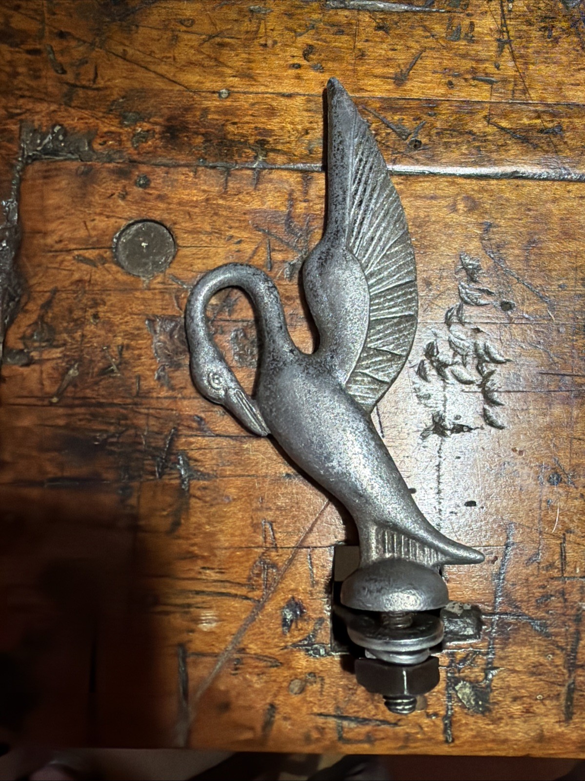 RARE ANTIQUE ORIGINAL 30s STUDEBAKER PACKARD SWAN HOOD ORNAMENT .