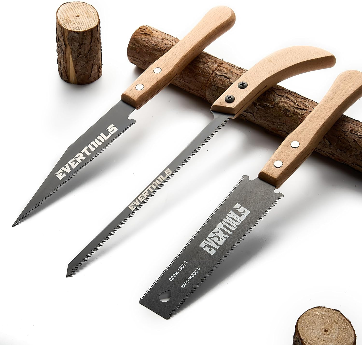 3-Piece Japanese Pull Saw Set Razor Sharp Woodworking Hand Saws Carpentry Tool
