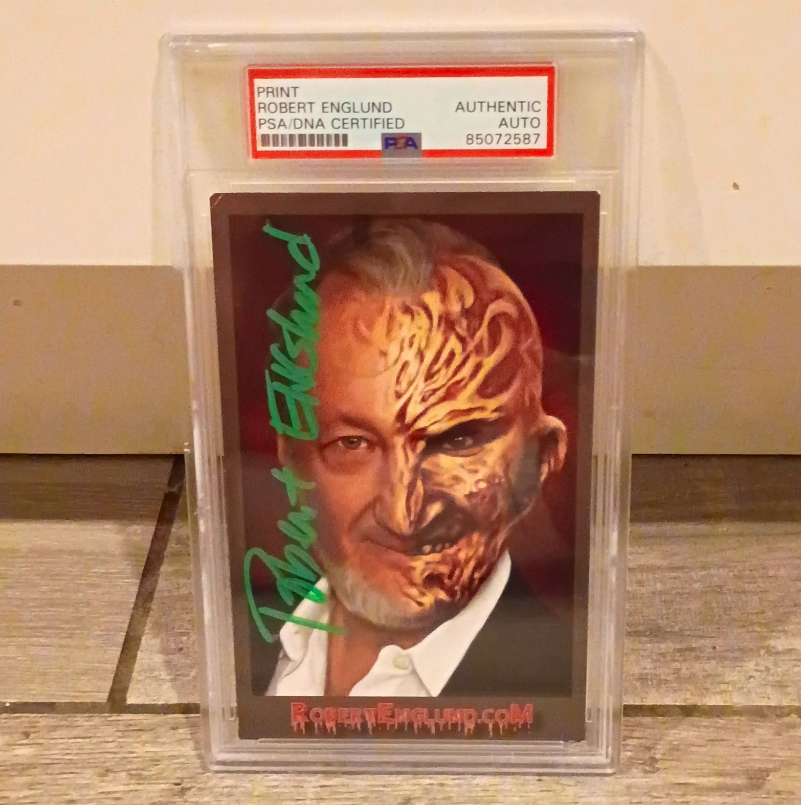 Robert Englund PSA Auth Hard Signed 2017 Freddy Krueger Print Card #85072587
