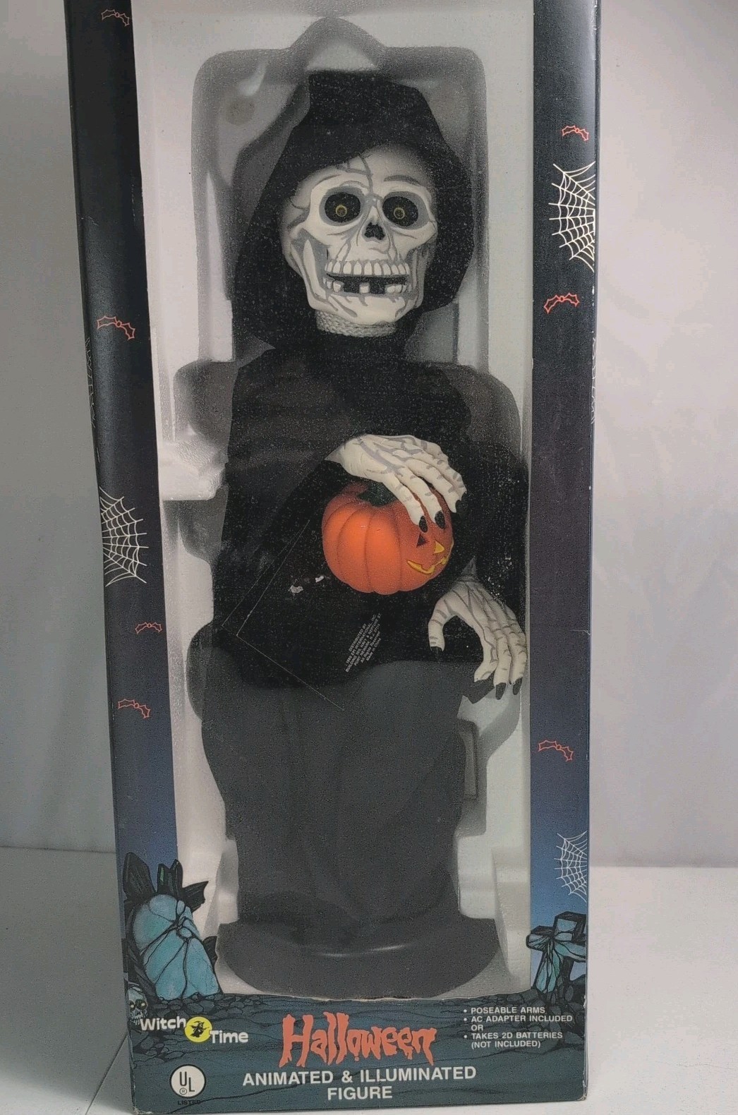 1989 Witch Time Skeleton Halloween Animated Illuminated Figure 21