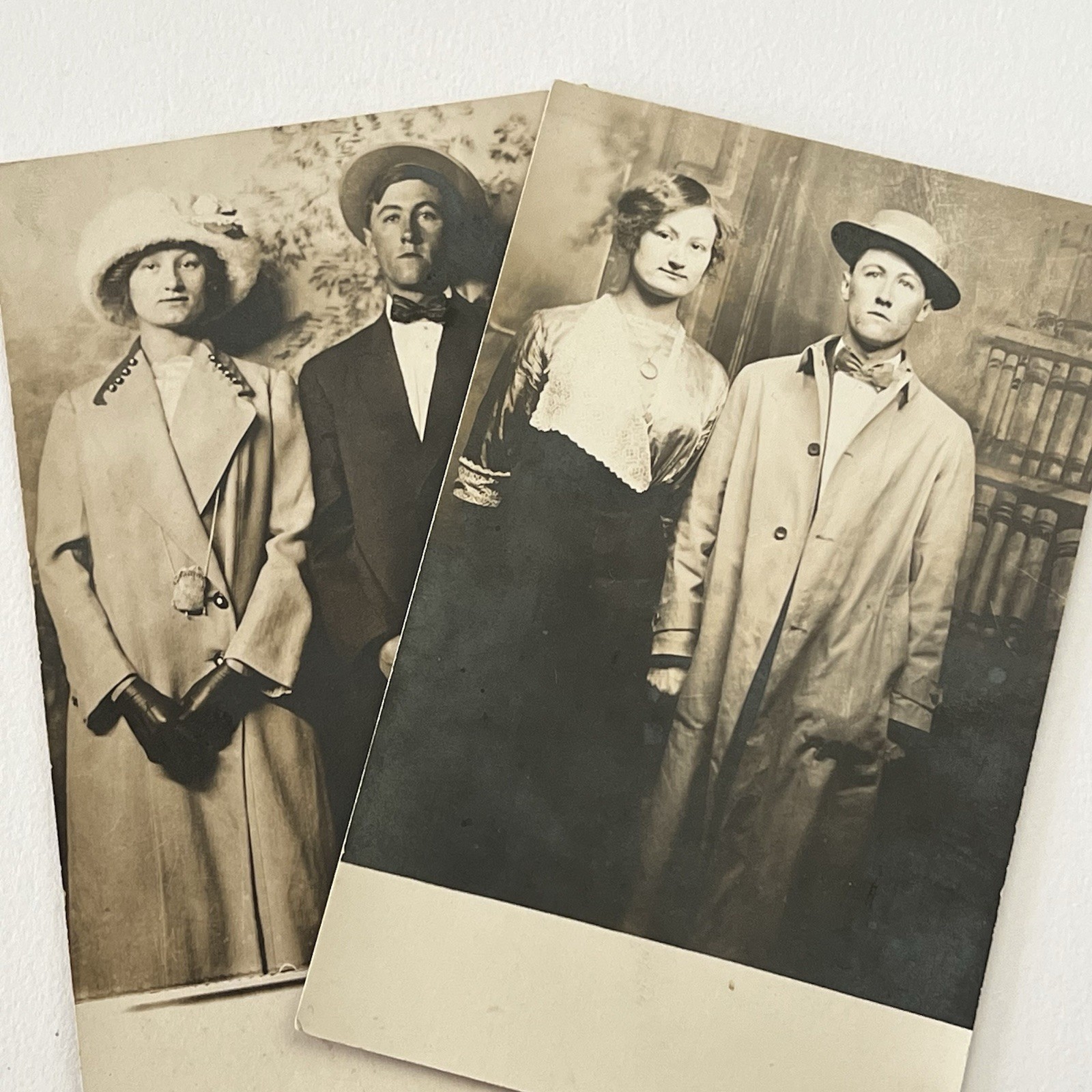Antique RPPC Real Photograph Postcard Beautiful Young Woman Handsome Man Hat