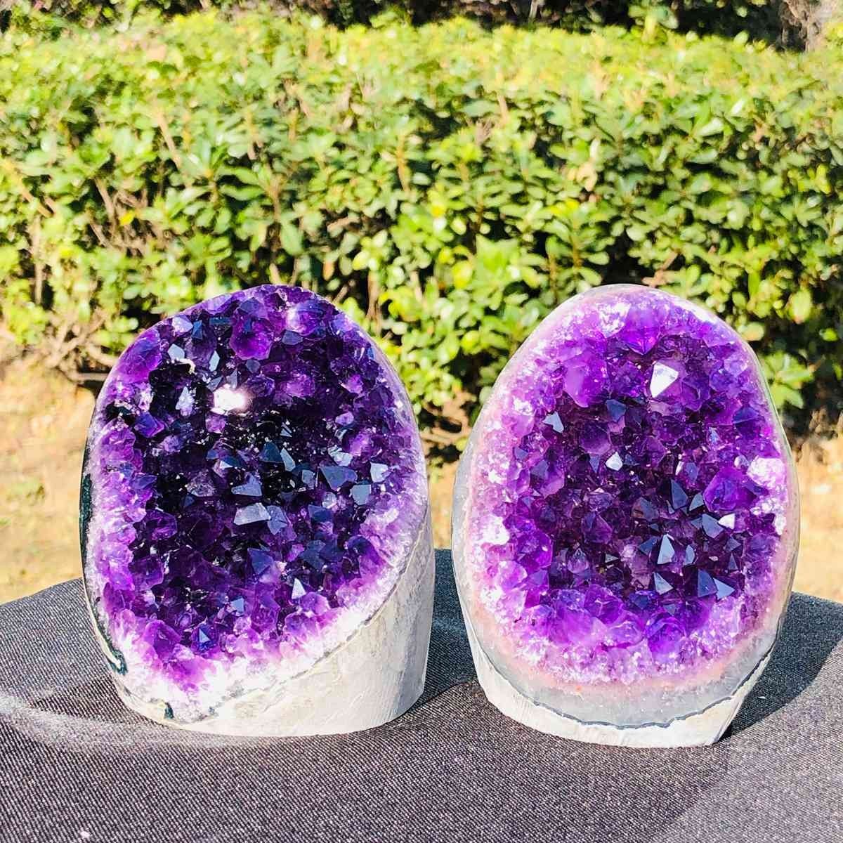 3.91LB 2PCS Natural Amethyst Uruguay Hole Crystal Cluster Gem Mineral Specimen
