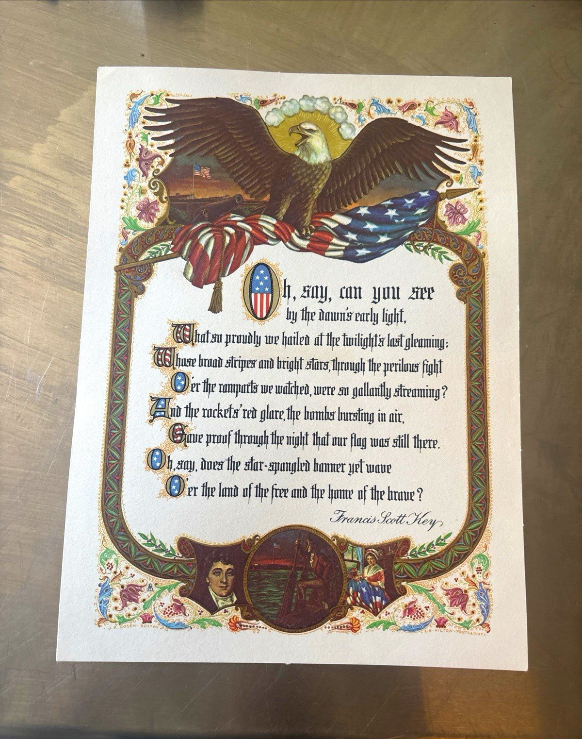 Lot 4 Patriotic Historical Americana Quote Art Prints Paper Unframed A.E. Hilton