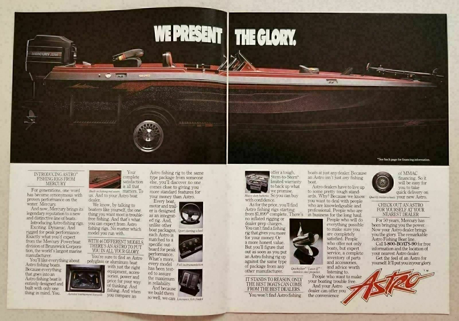 1989 Magazine 4-Pg Booklet Mercury Outboard Motors & Astro Boats  Brunswick Corp