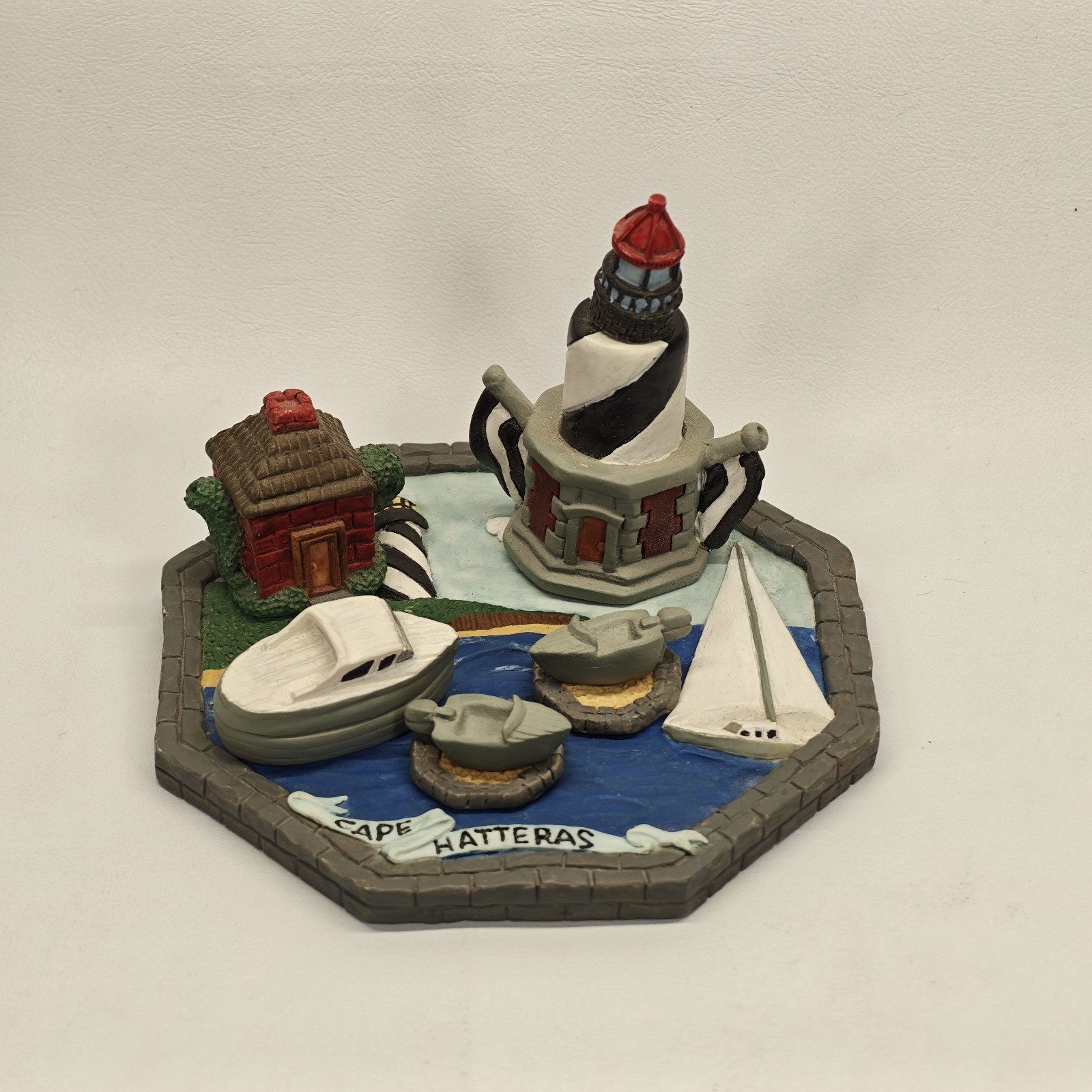 Vintage 1996 Young's Inc Cape Hatteras Lighthouse Mini Tea Set Resin Nautical NC