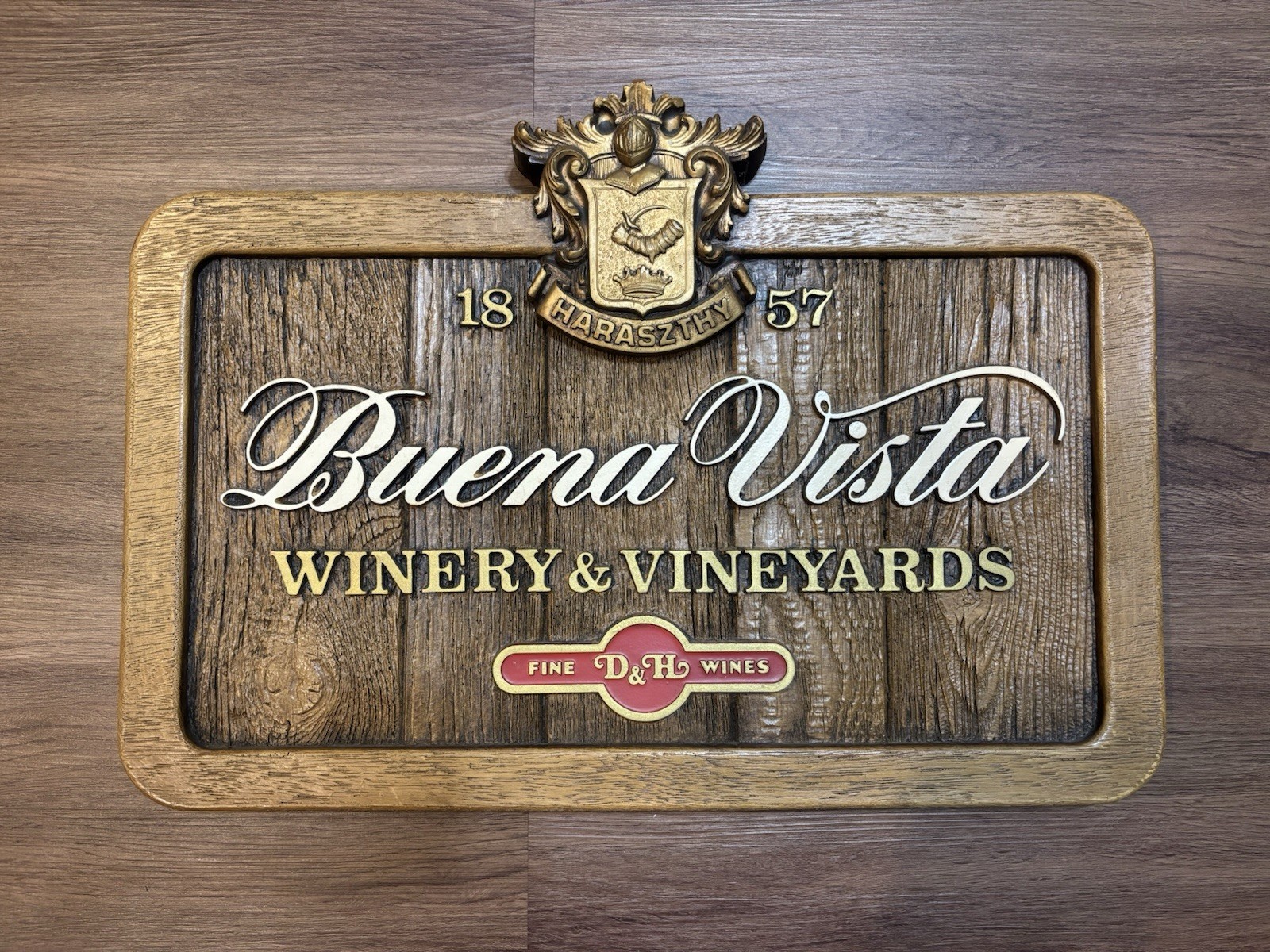Vintage Haraszthy 1857 Buena Vista Winery & Vineyards Hardened Foam Hanging Sign