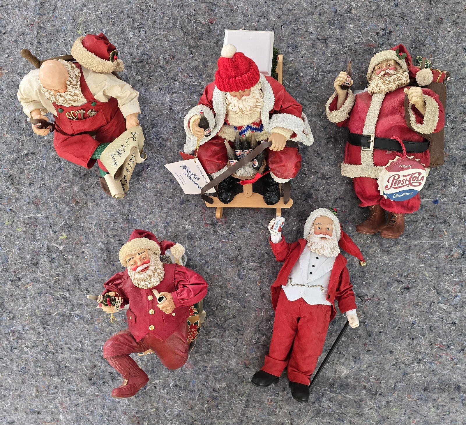 Vintage Possible Dreams Clothtique Pepsi Cola Santa Lot of 5 Norman Rockwell