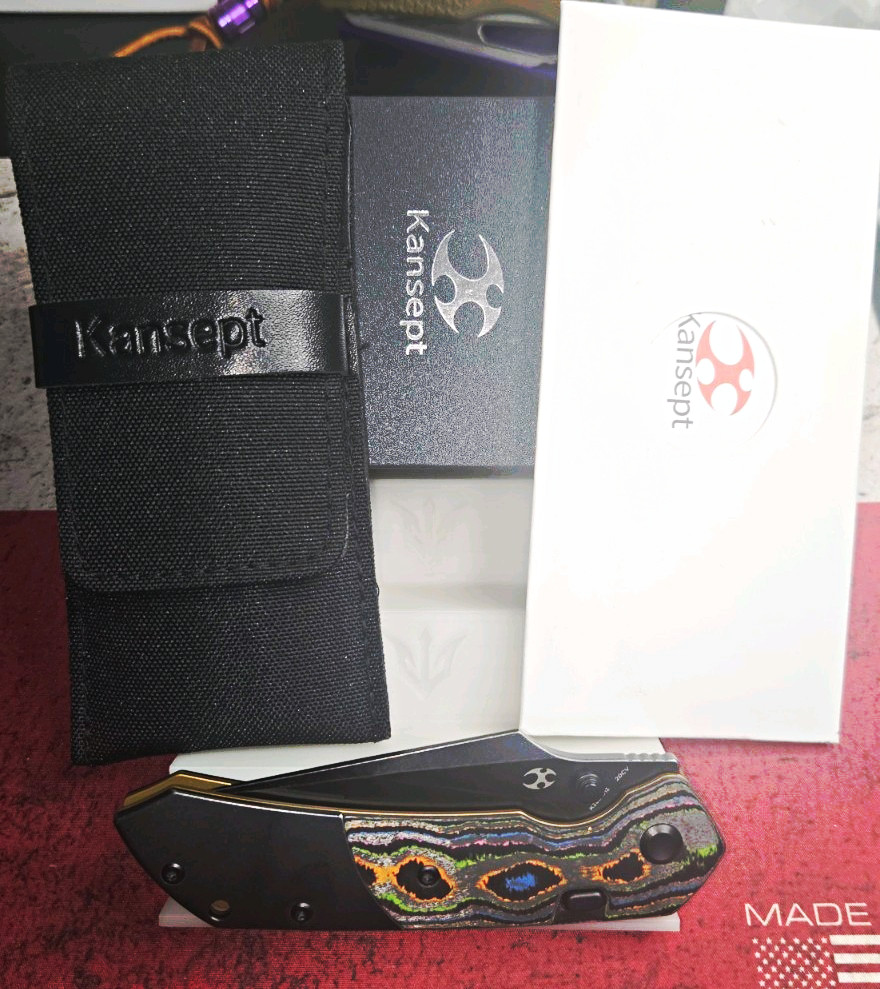 Kansept Fenrir CPM 20CV Drop Point Ti/80s Camo Carbon Fiber Frame Lock K1034H1