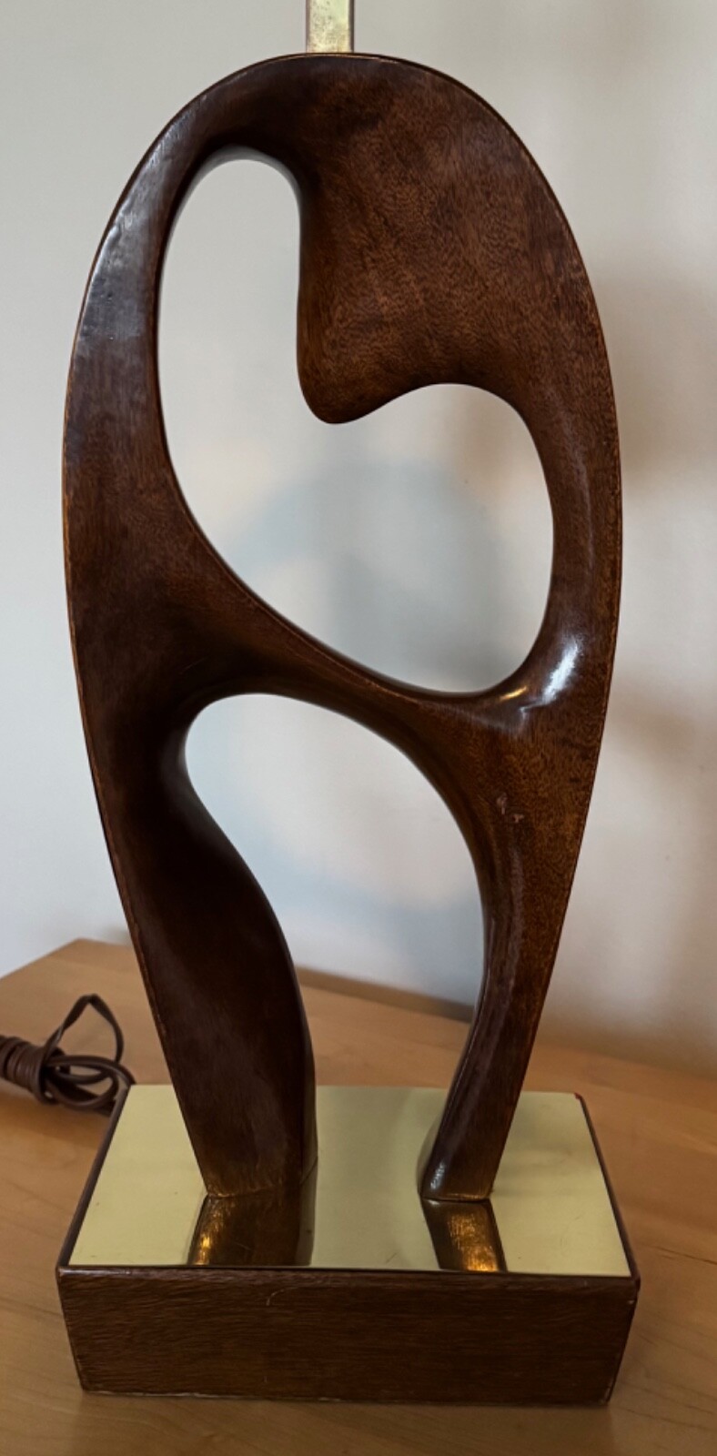 Vintage Biomorphic Molecule Lamp Modeline Wood Brass Mid Century 50s MCM Modern