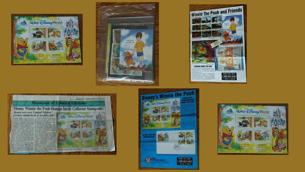 Disney Winnie the Pooh Stamp Collection, with HTF News and Promotional Material