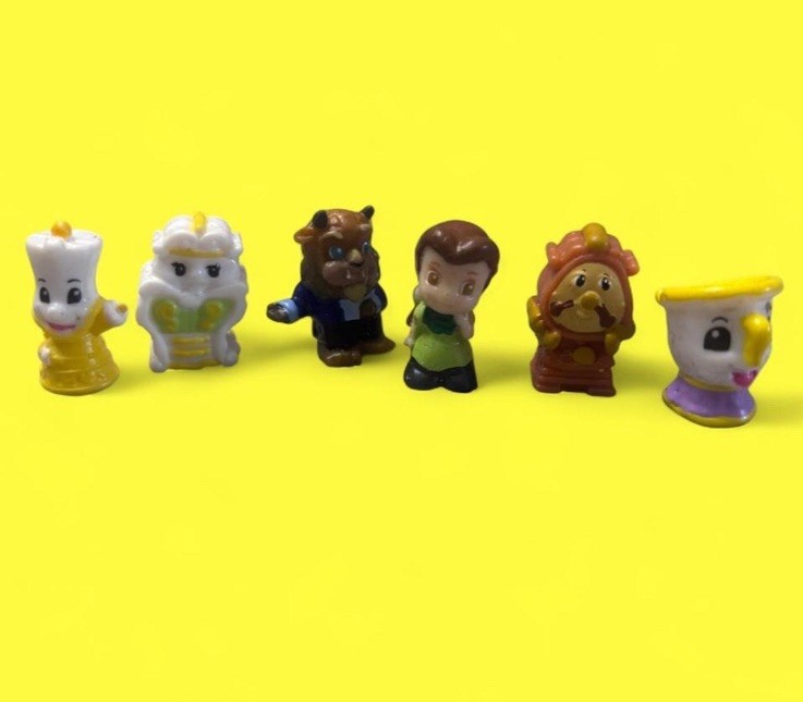 Disney Squinkies Beauty and the Beast Belle Lumiere Cogsworth Mrs Potts Lot of 6