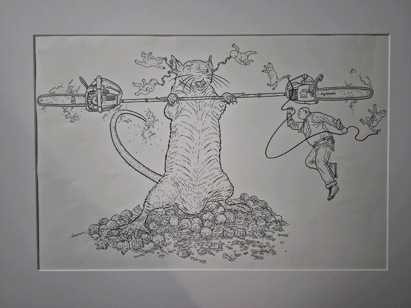 Shaolin Cowboy Vs Giant Rat by Geof Darrow Original Art Drawing STUNNING 22x15