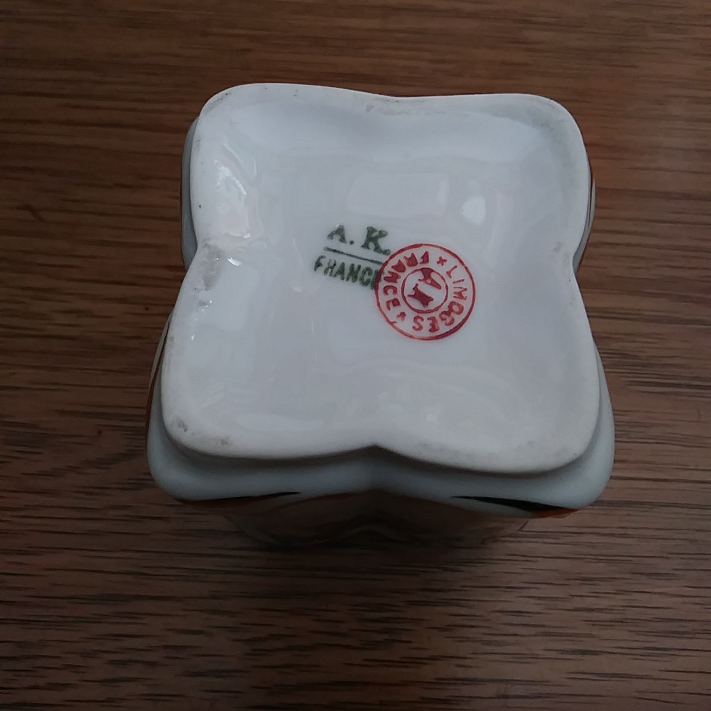  A. Klingenberg France Limoges Hand Painted Porcelain Square Toothpick Holder 