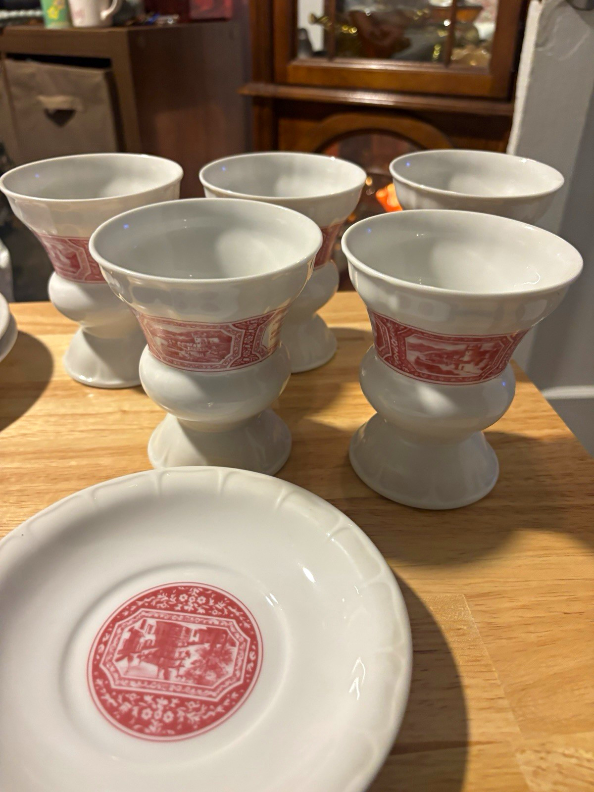 Vintage Heinrich Rüdesheimer Kaffee Cups & Saucers Set of 5 Germany Asbach Uralt