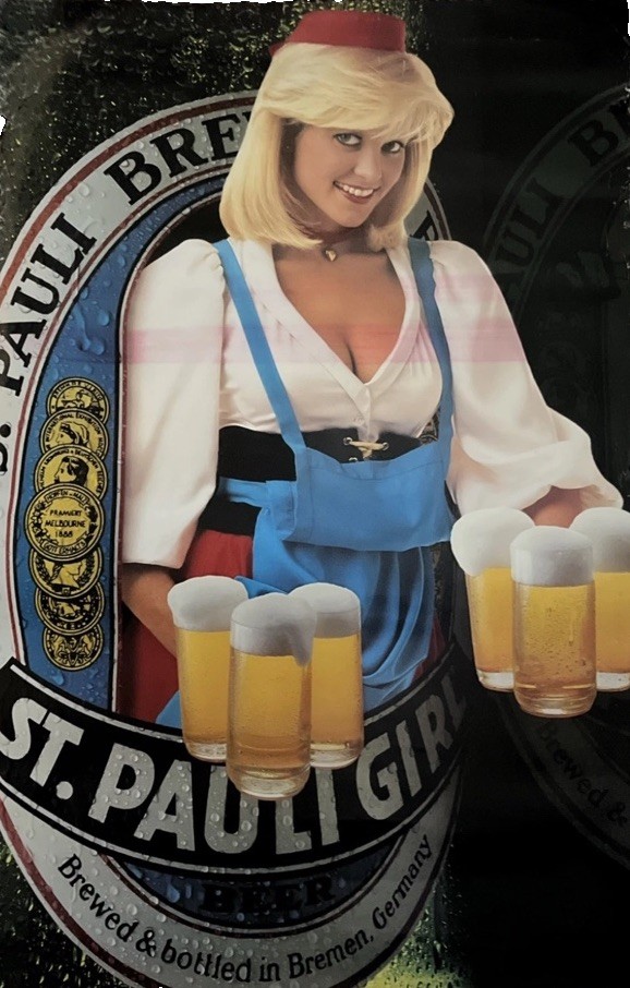 Vintage 1985 St. Pauli Girl Sexy Blonde Advertising Promo Beer Poster 32”x21”