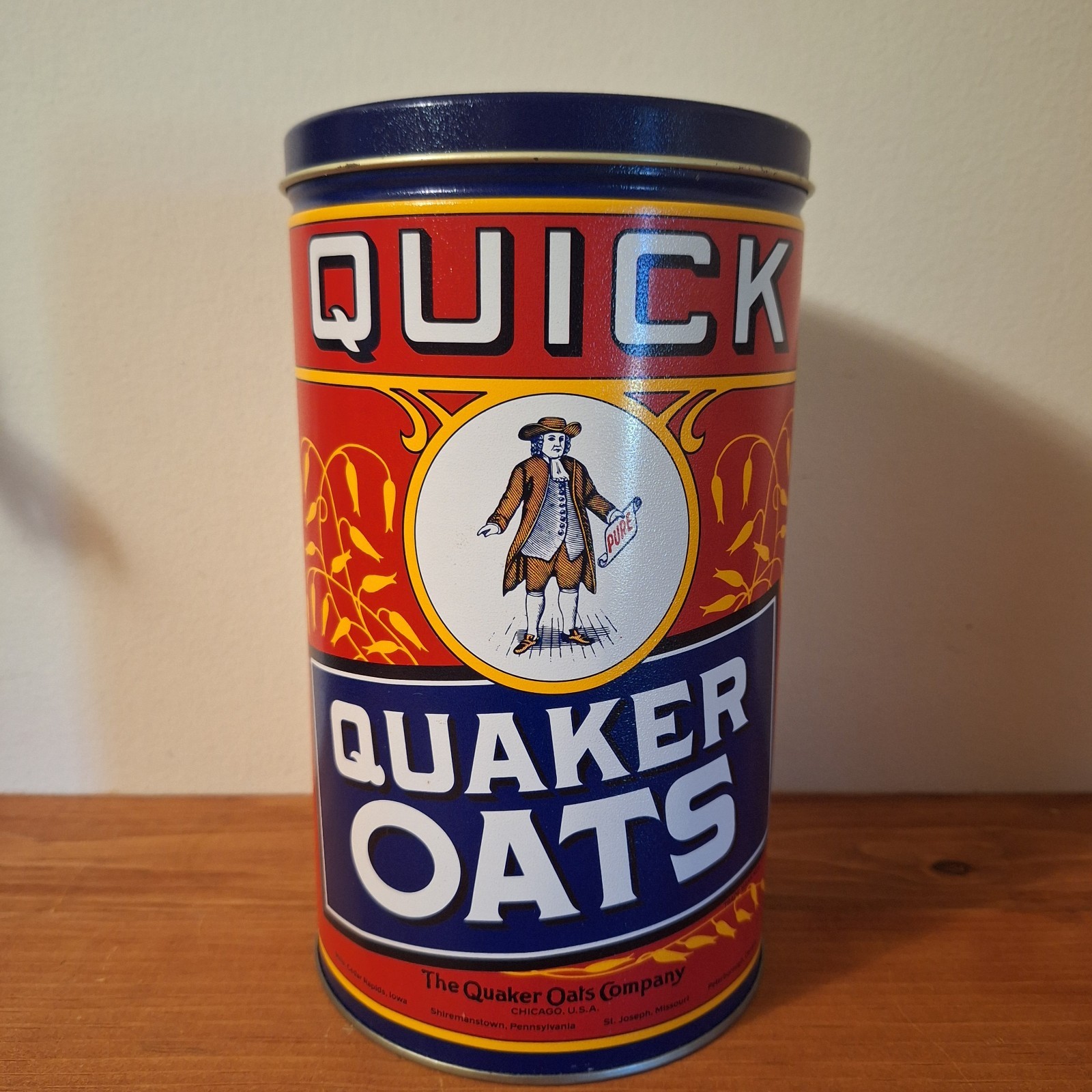 Vintage Quick Quaker Oats 1991 Tin Limited Edition 1922 Label Replica Canister