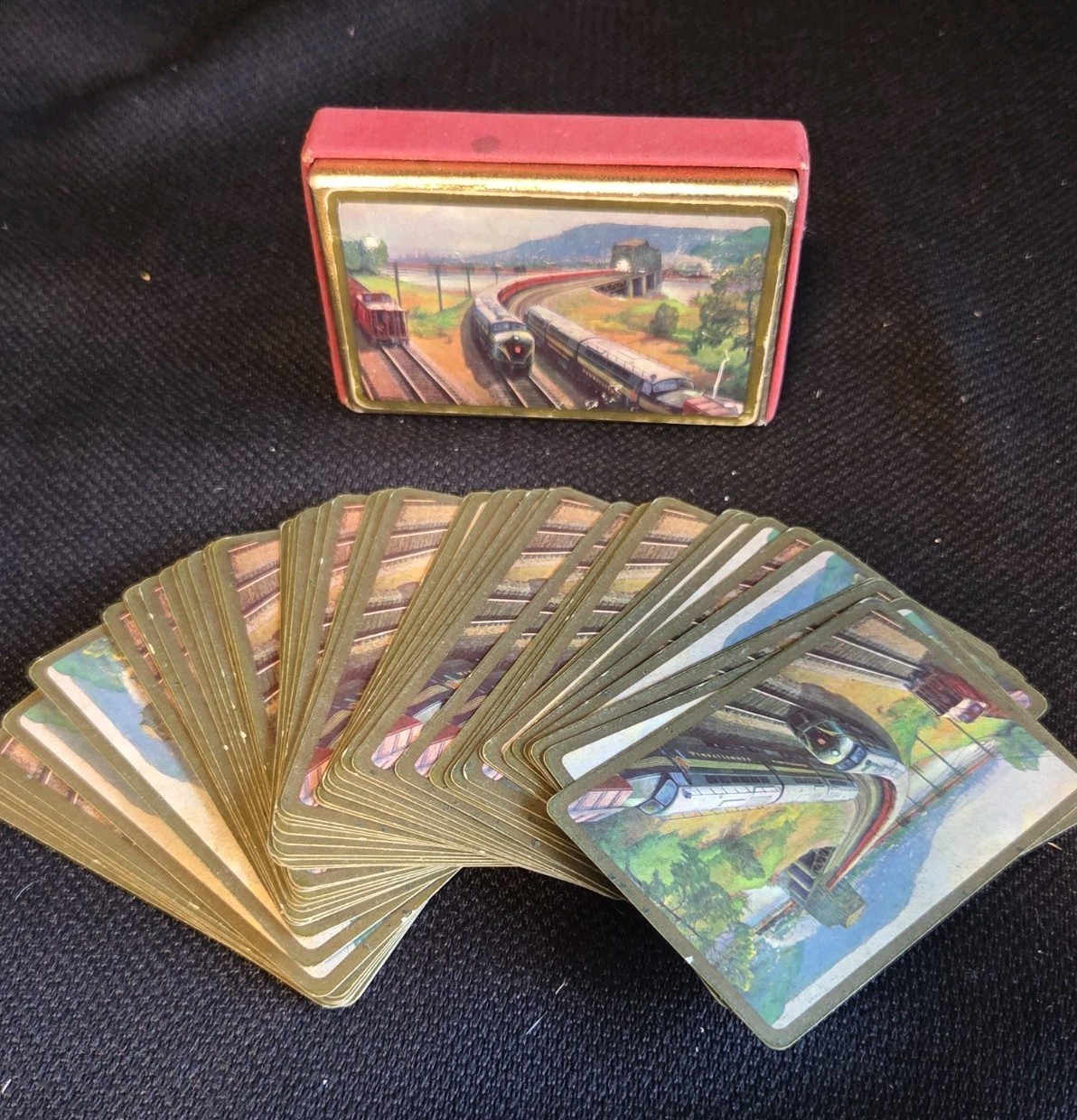 Vtg Pennsylvania Railroad PRR Playing Cards Deck Crossroads of Commerce Train