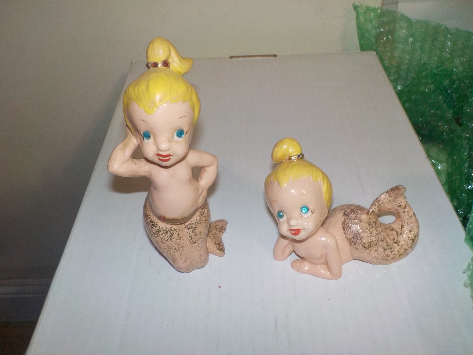 2 Vintage 1950's Kreiss Ceramic Little Mermaid Girls Group B