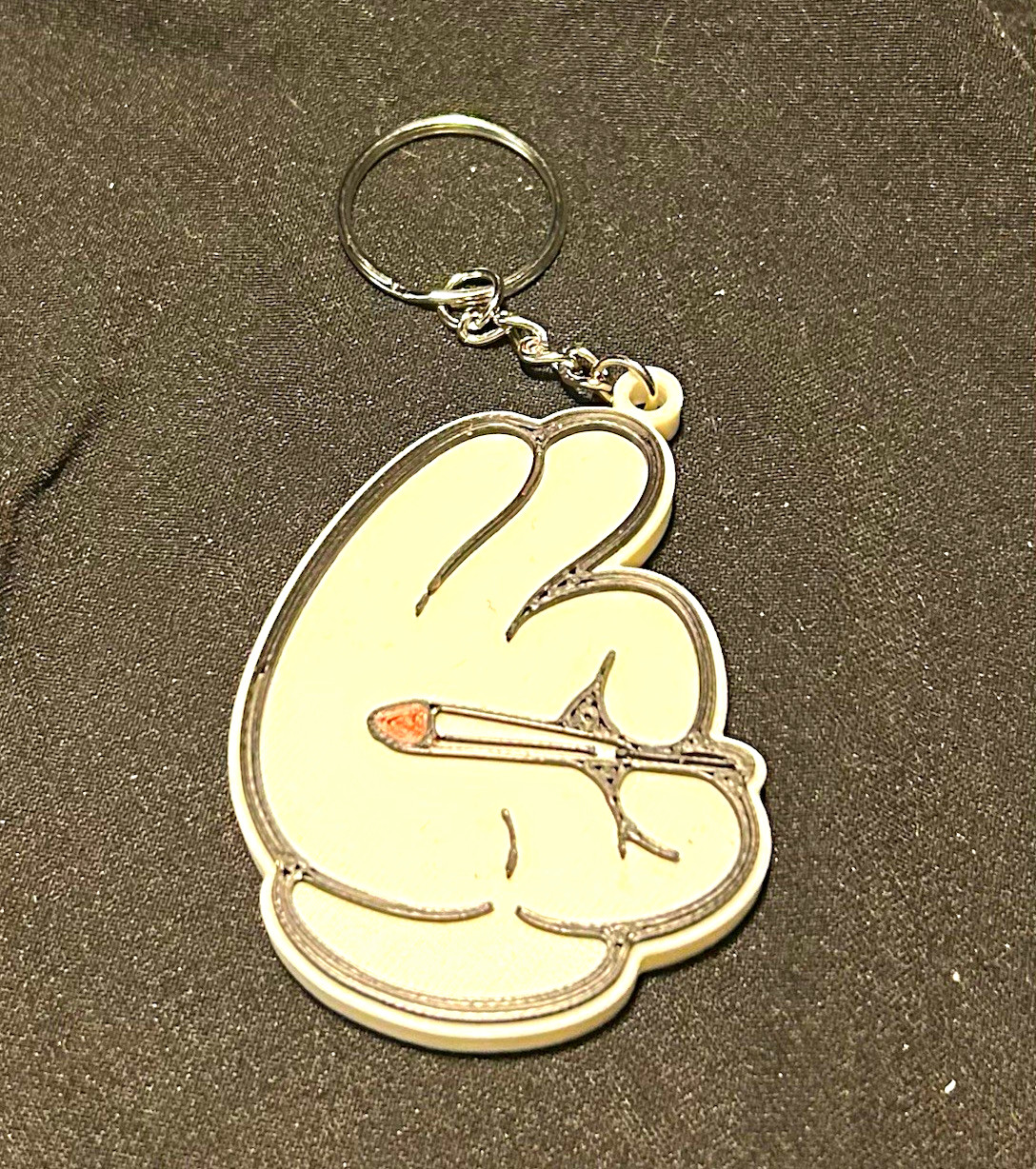 Smoking a J key ring 3-D printed Black