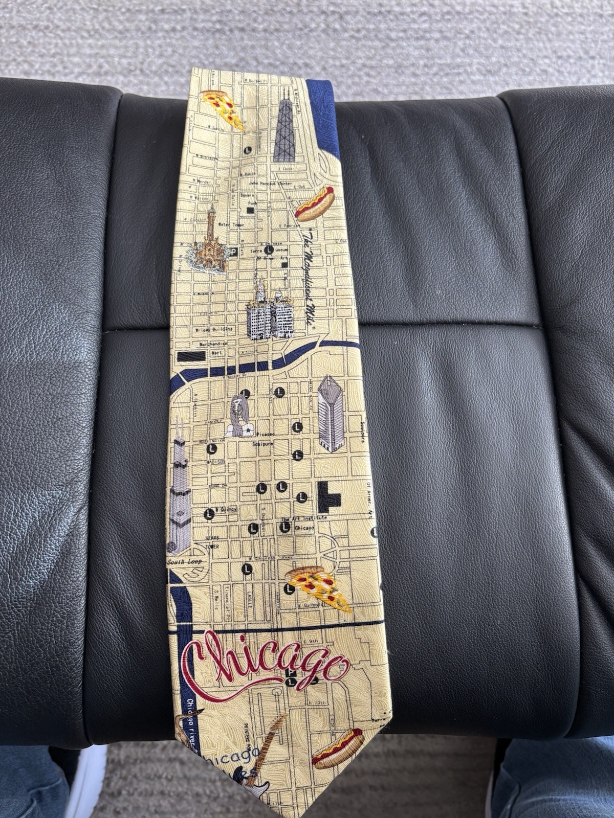 Vintage Chicago Streets Landmark Silk Men’s Tie Museum Artifacts