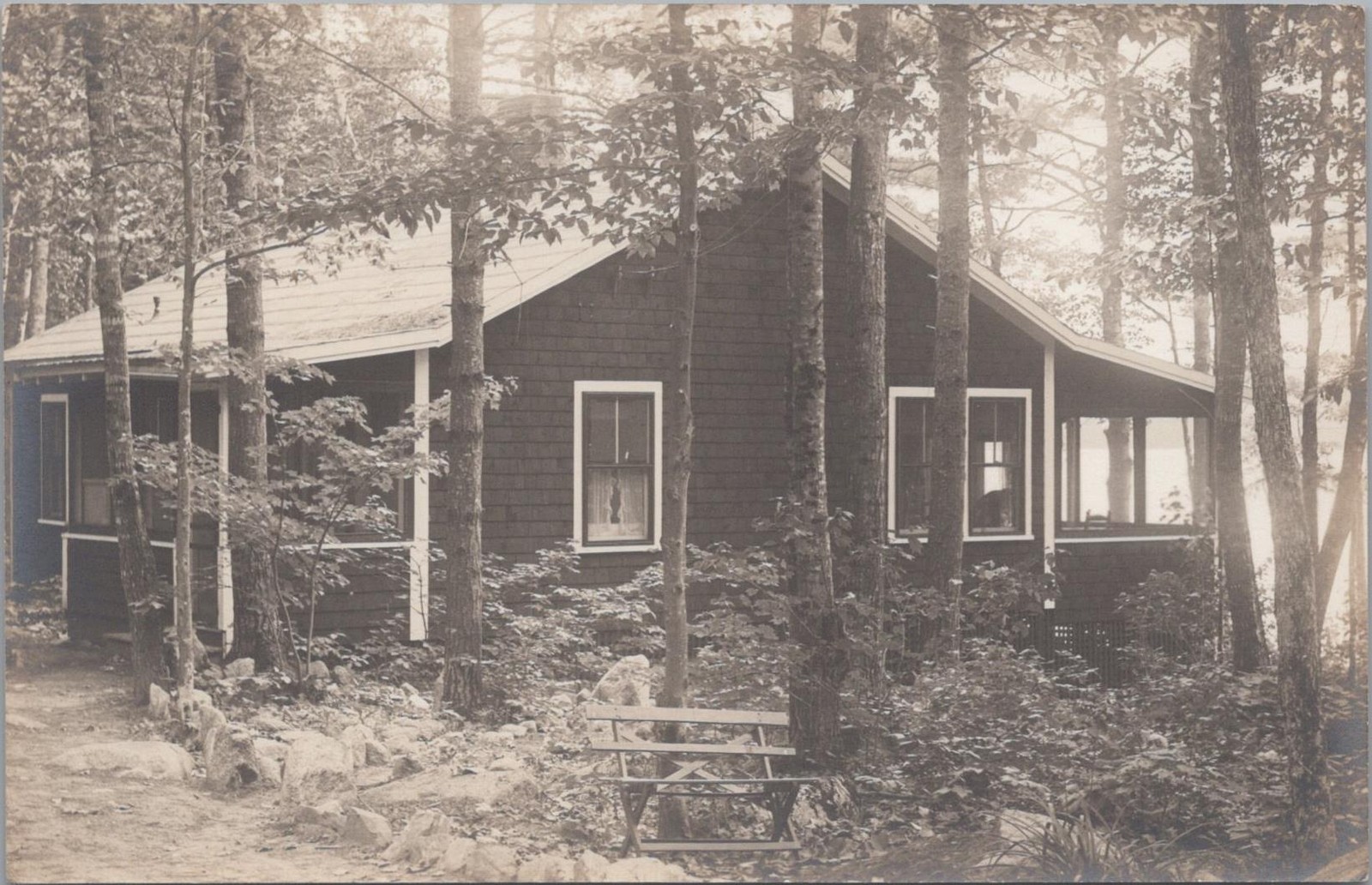 RPPC Postcard Camp Pine Grove Chute Homestead Naples Maine
