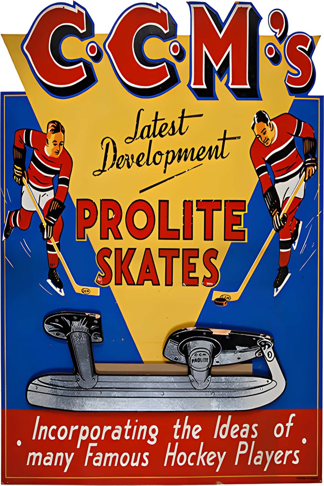 CCM Prolite Skates Poster - Retro 1940s Hockey Print 🏒 Size: 24x36”