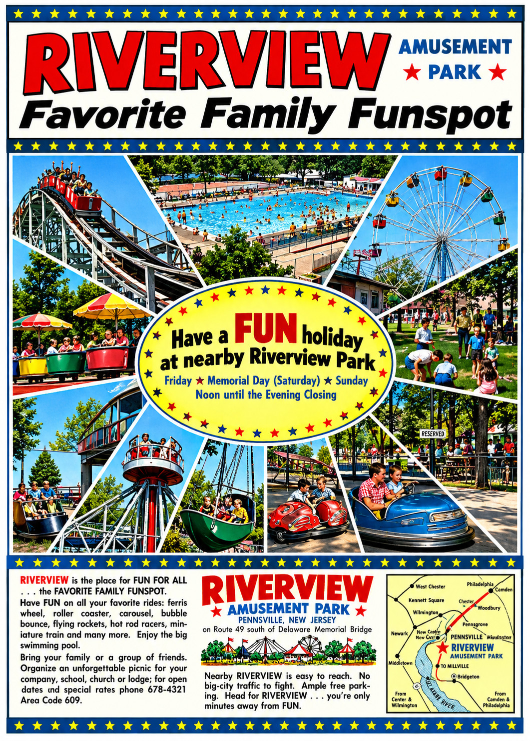 Vintage Riverview Amusement Park Ad Magnet – Pennsville, New Jersey