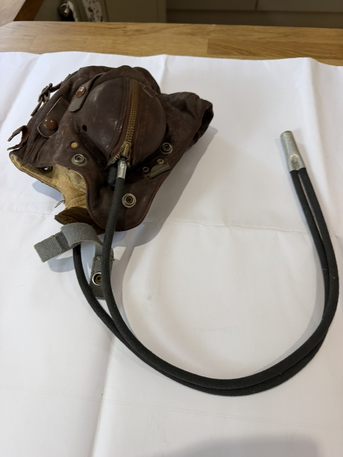 Rare Early Type C WWII Leather Flying Helmet  Gosport Tubes Blenheim Swordfish