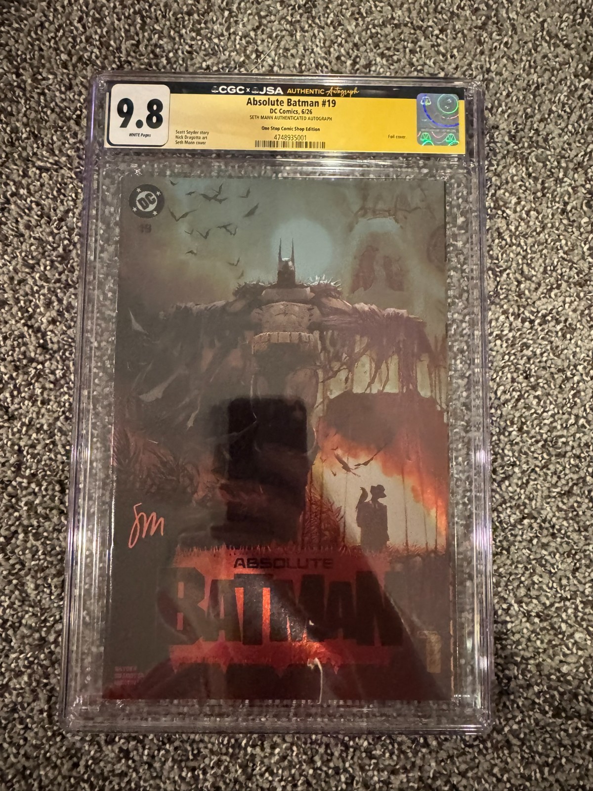 Absolute Batman #19 CGC 9.8 JSA Signed Seth Mann Foil In Hand