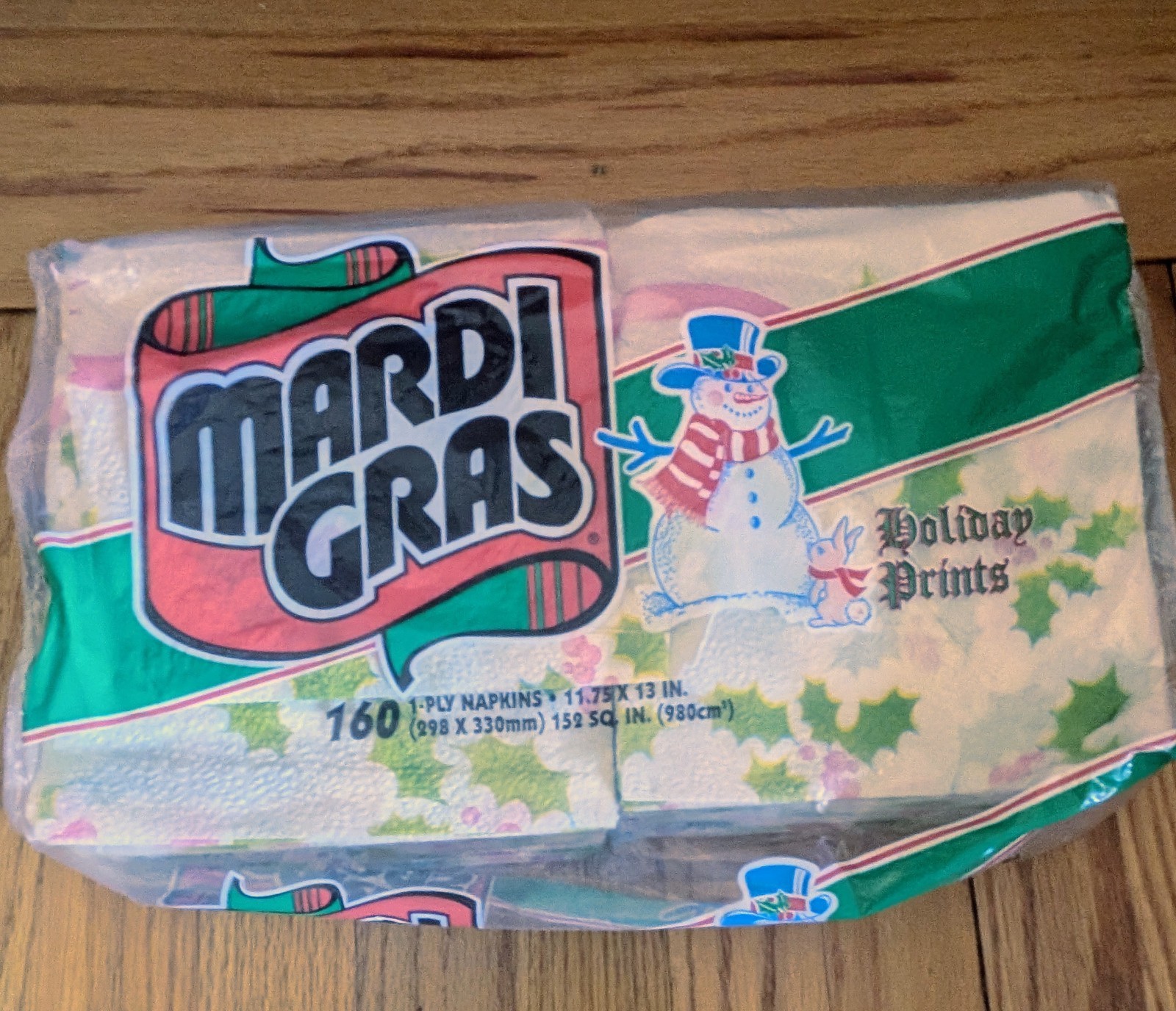 NOS Vintage Christmas Mardi Gras Holly Napkins 160Ct 1990's