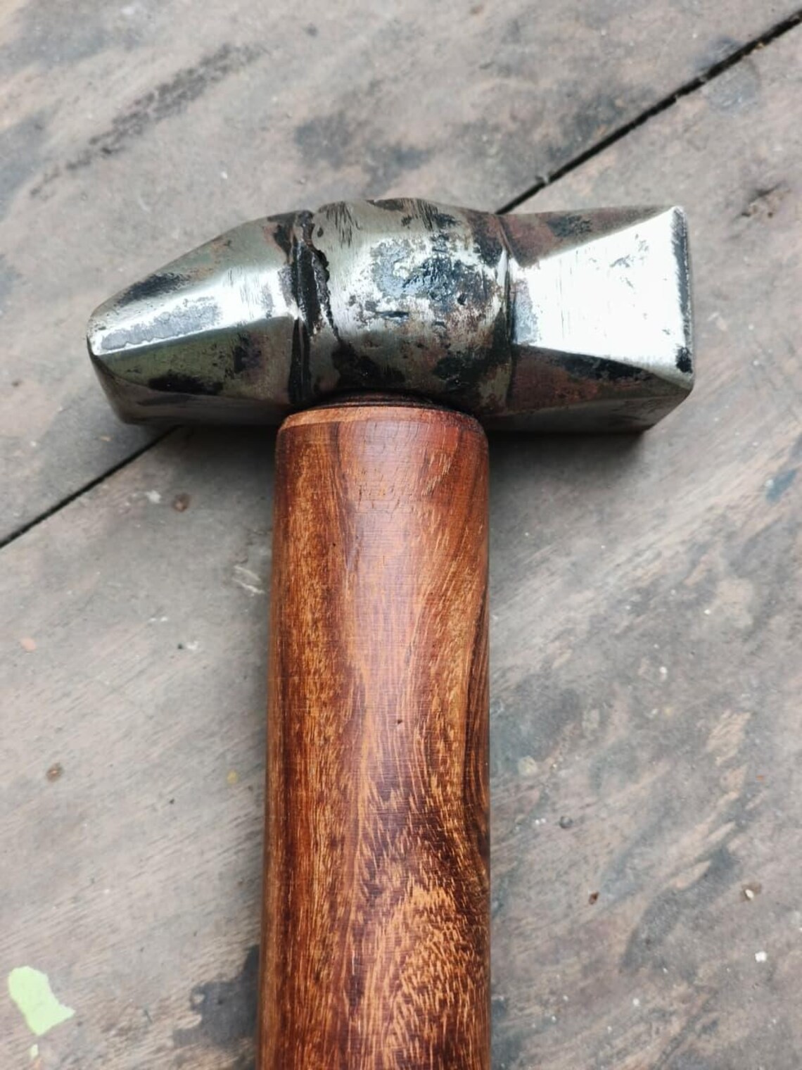 Black Iron 1 Kg Round Flat Hammer Blacksmith Wooden Handle, Collectible & Useful