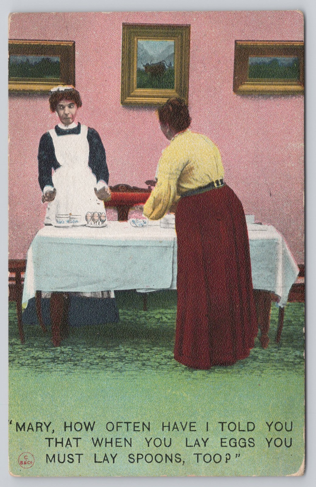Postcard Art Humorous Maid Mary Laying Spoons c1910 77C