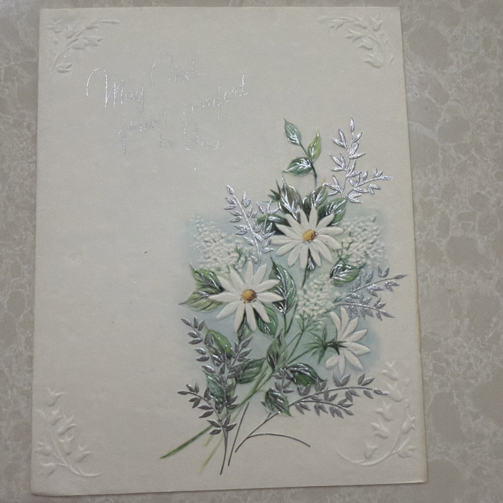Vintage Sympathy Greeting Card Embossed Floral Design