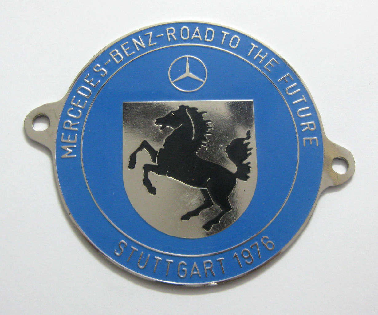 CAR BADGE -MERCEDES BENZ STUTTGART 1976 CAR GRILL BADGE EMBLEM LOGOS METAL ENAML