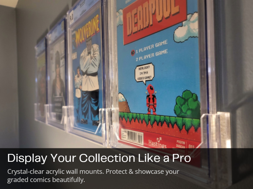 HOT ITEM Comic book wall mount, slabs, custom, acrylic, strong and transparent