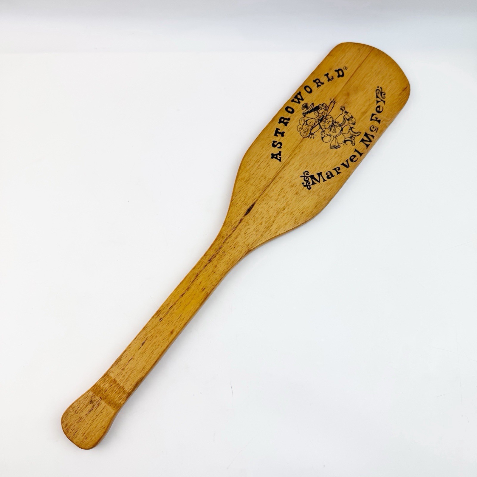 Vtg 80s AstroWorld Houston Marvel McFey Wooden Paddle Amusement Park Six Flags
